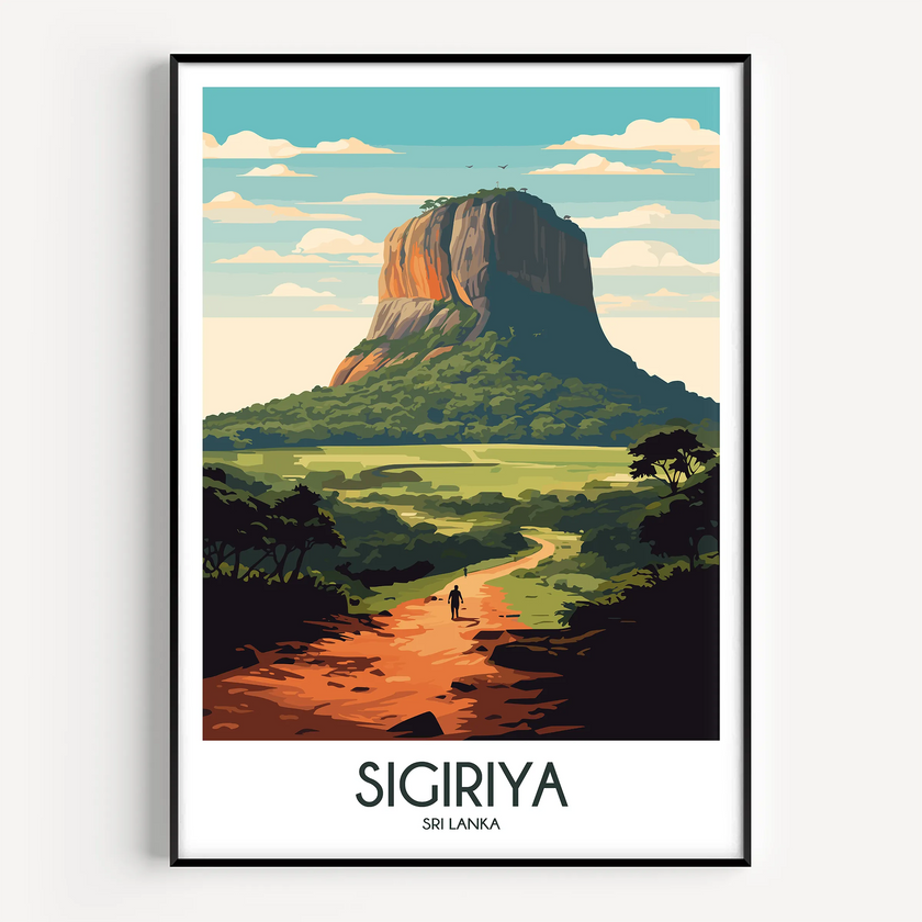 Sigiriya Retro Travel Illustration