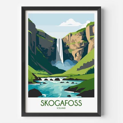 Skogafoss Vintage Style Print