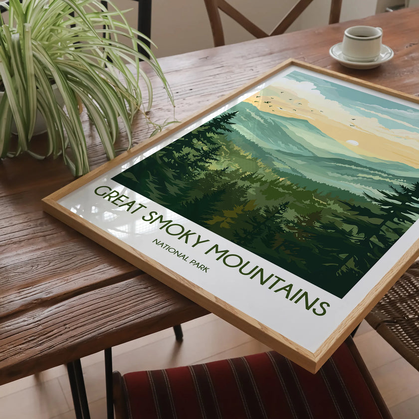 Smoky Mountains Retro Travel Illustration