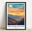 Smoky Mountains Retro Travel Illustration