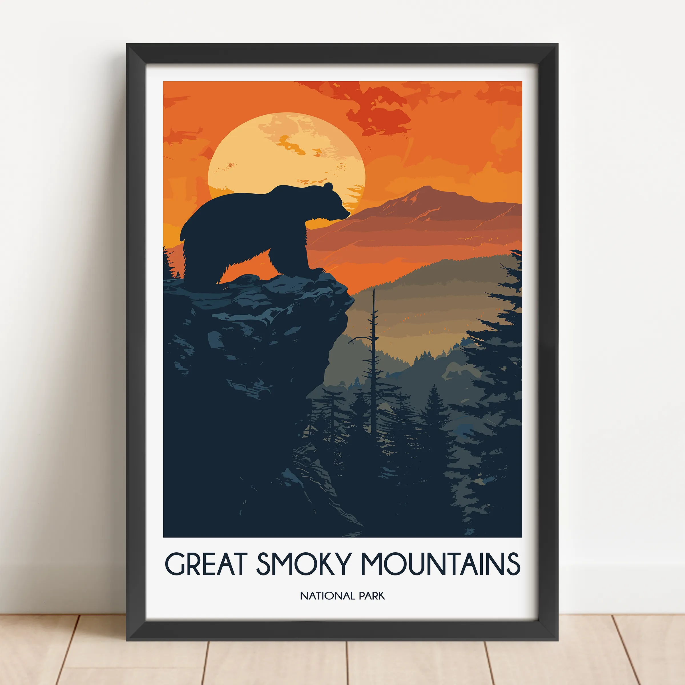 Smoky Mountains Retro Travel Illustration