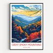 Smoky Mountains Retro Travel Illustration