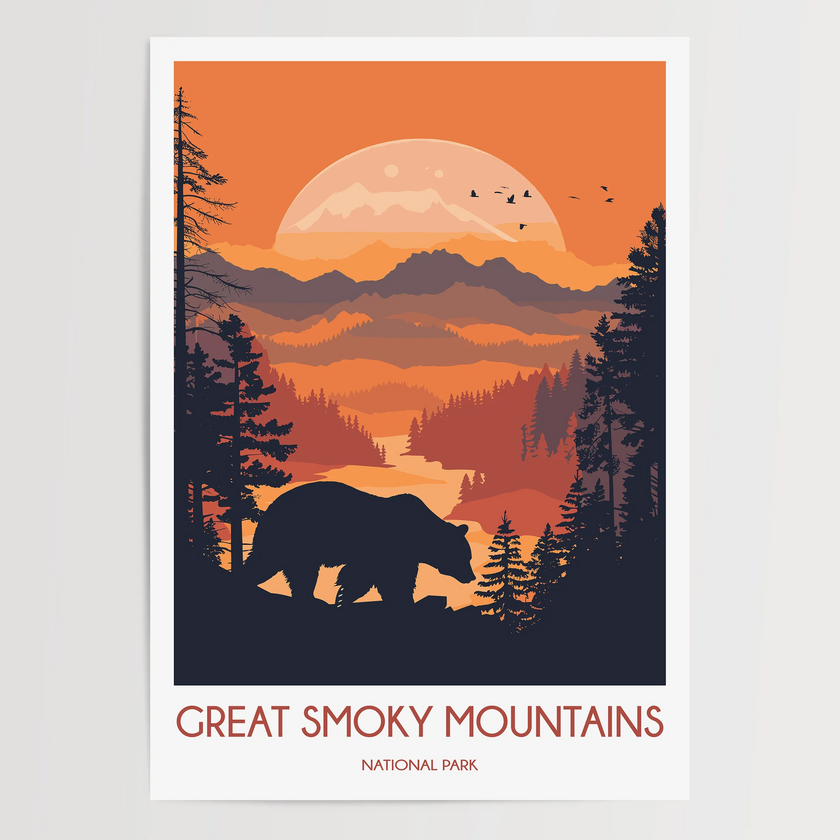 Smoky Mountains Vintage Style Print