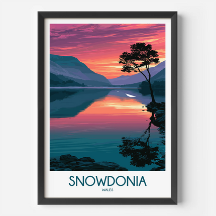 Snowdonia Retro Travel Illustration