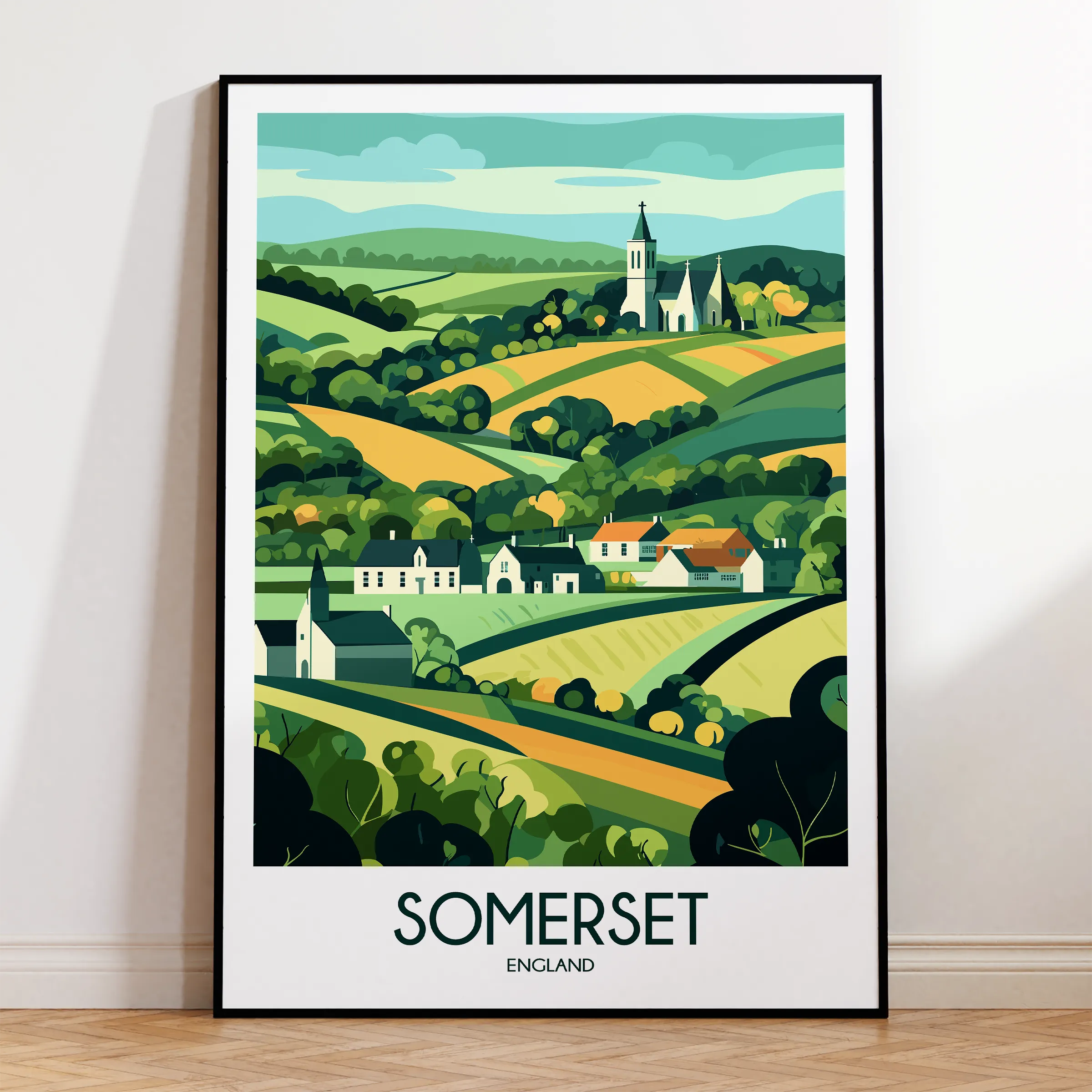 Somerset Retro Travel Illustration