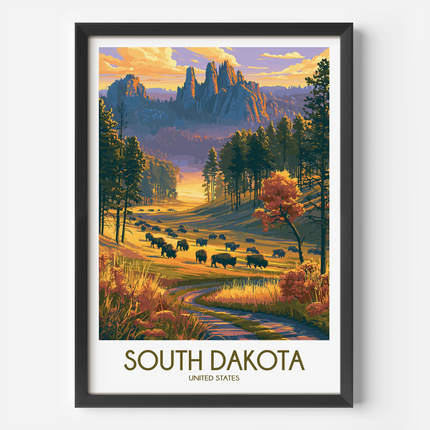 South Dakota Modern Travel Poster