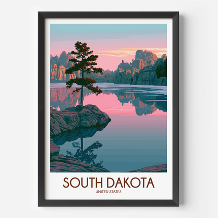 South Dakota Retro Travel Illustration