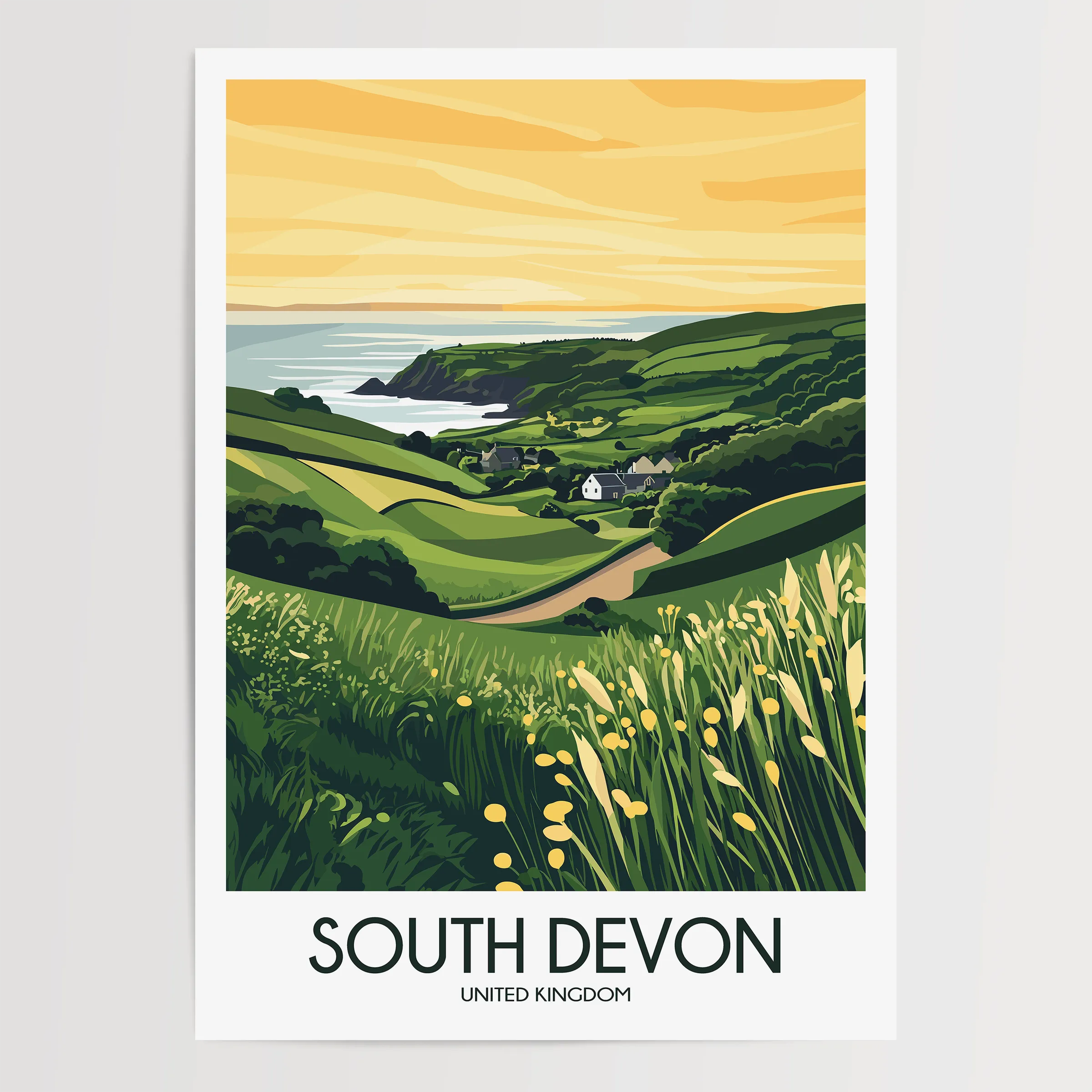 South Devon Modern Travel Poster