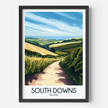 South Downs Retro Travel Illustration