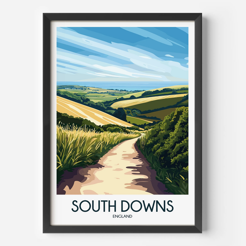 South Downs Retro Travel Illustration