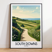 South Downs Retro Travel Illustration