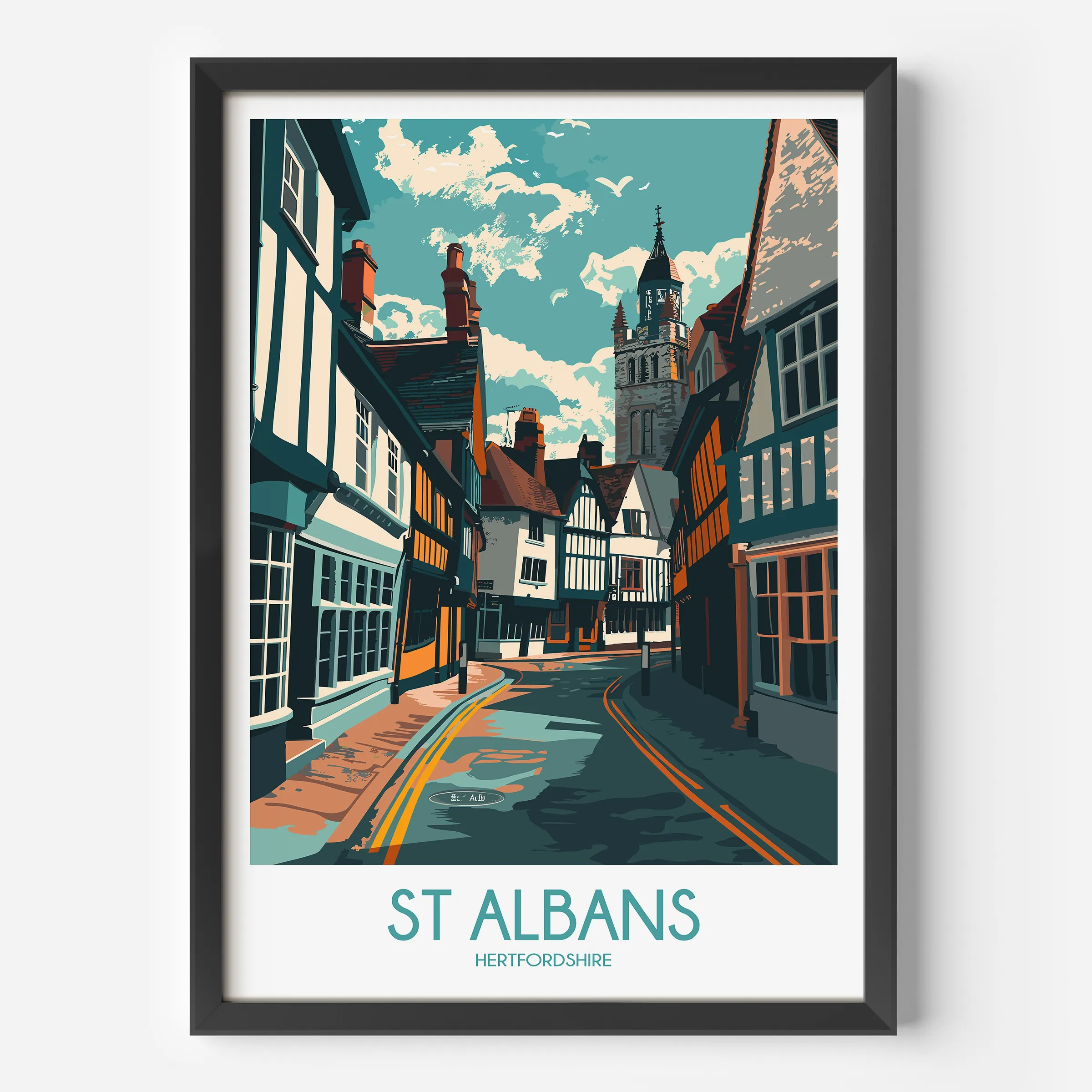 St Albans Retro Travel Illustration