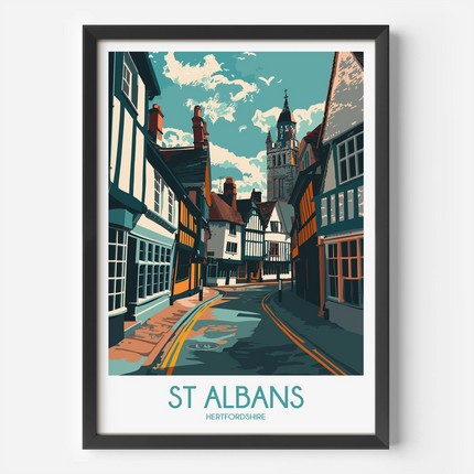 St Albans Retro Travel Illustration