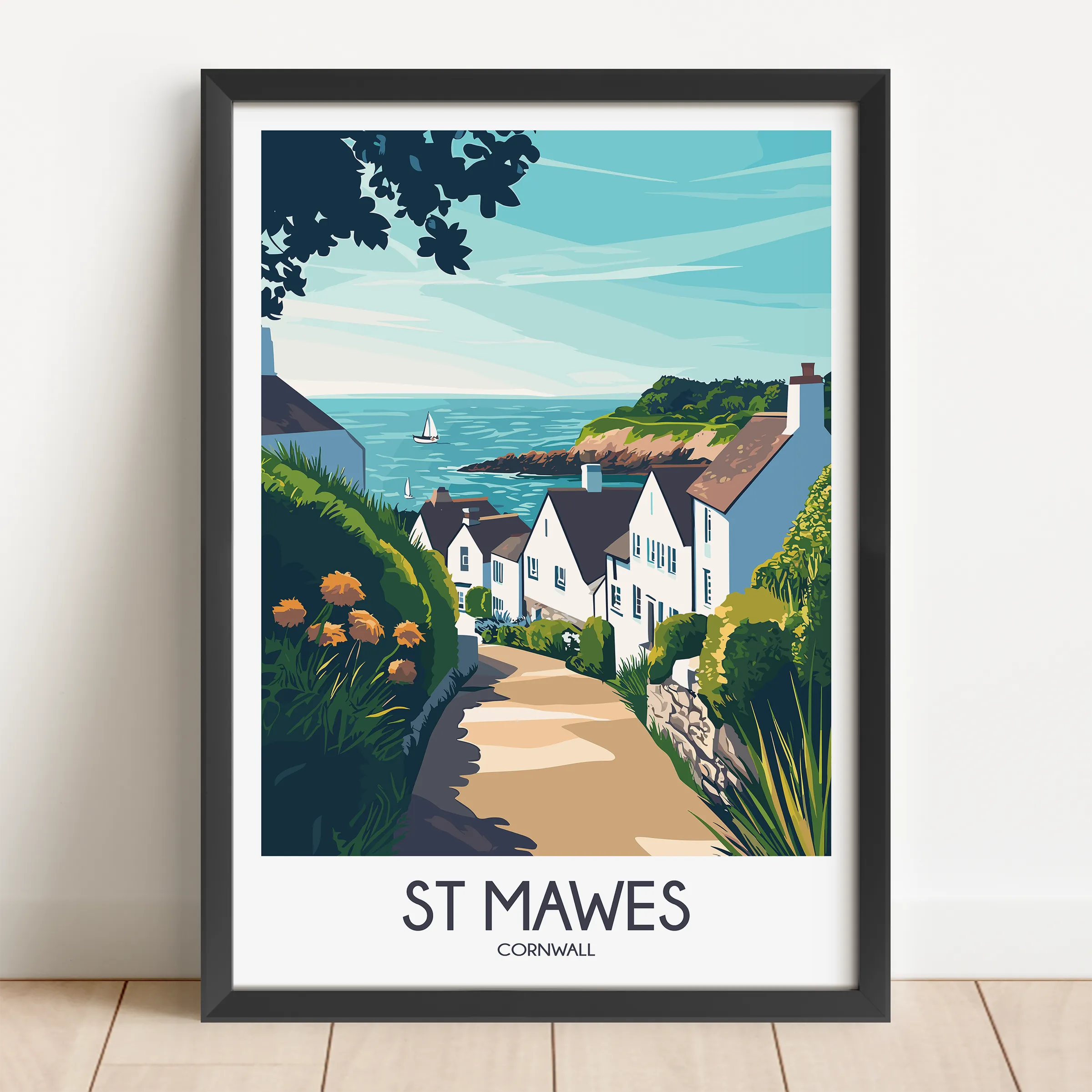 St Mawes Retro Travel Illustration