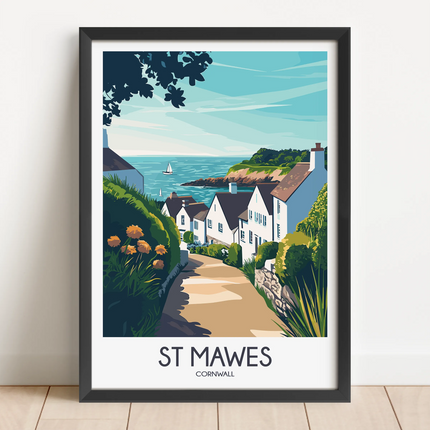 St Mawes Retro Travel Illustration