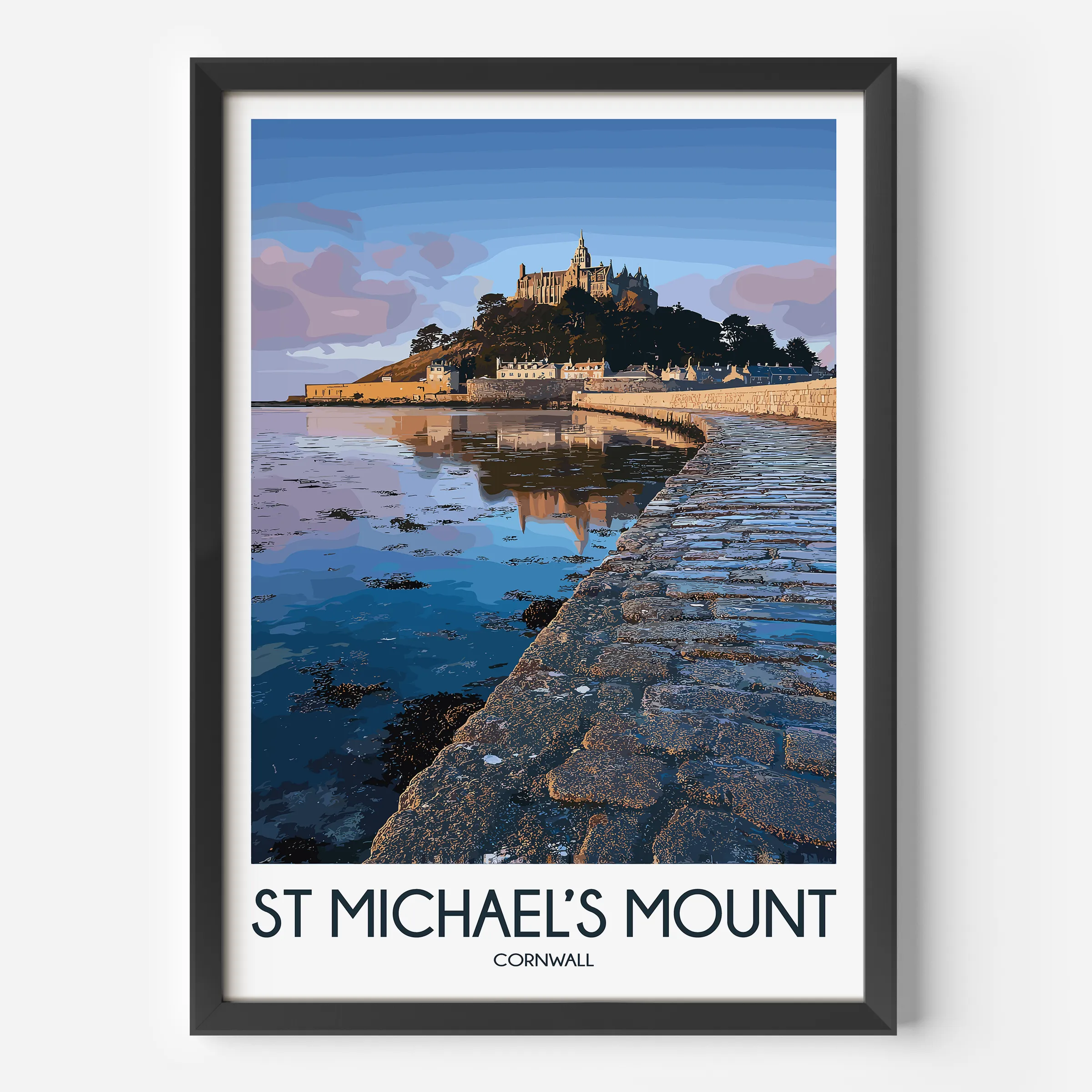 St Michael'S Mount Retro Travel Illustration