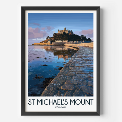 St Michael'S Mount Retro Travel Illustration