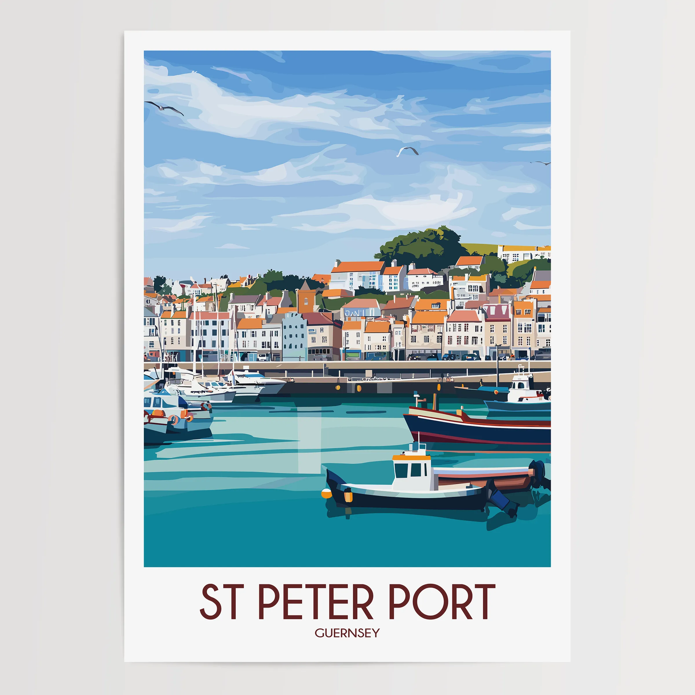St Peter Port Modern Travel Poster