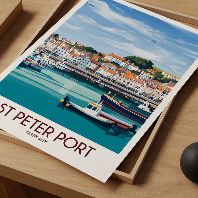St Peter Port Retro Travel Illustration