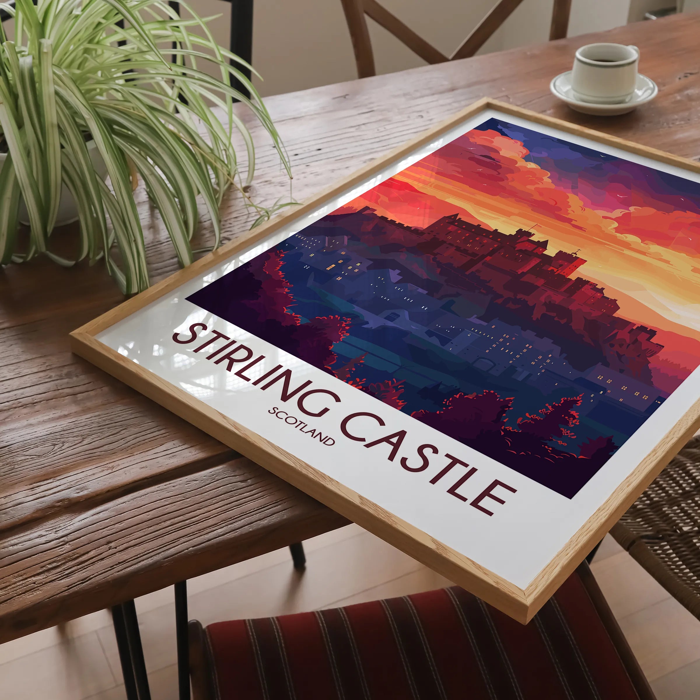 Stirling Castle Retro Travel Illustration