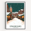 Strasbourg Retro Travel Illustration