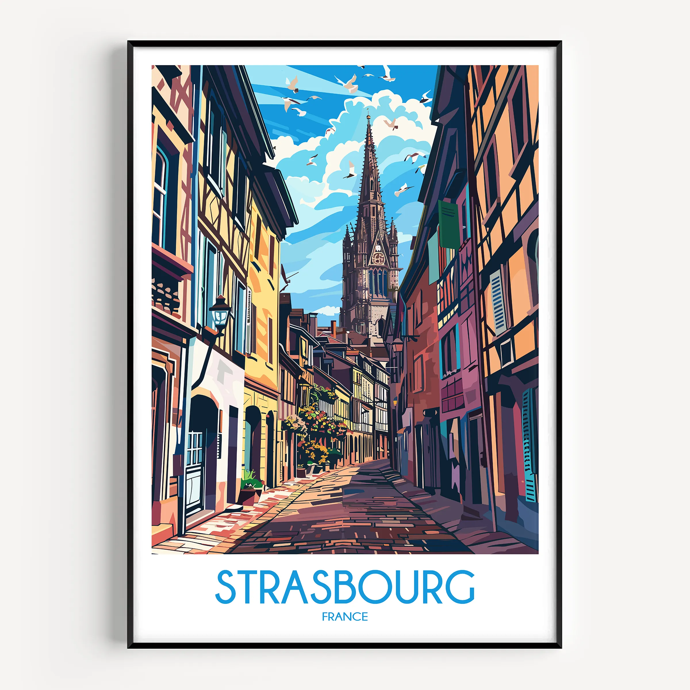 Strasbourg Retro Travel Illustration