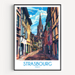 Strasbourg Retro Travel Illustration