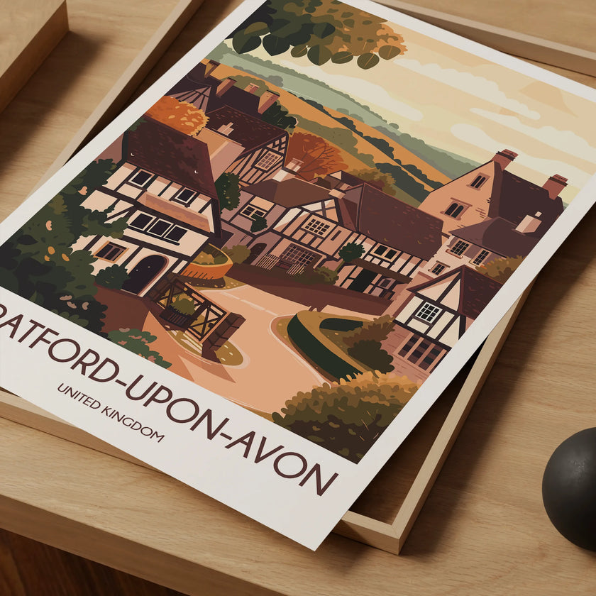 Stratford-Upon-Avon Retro Travel Illustration