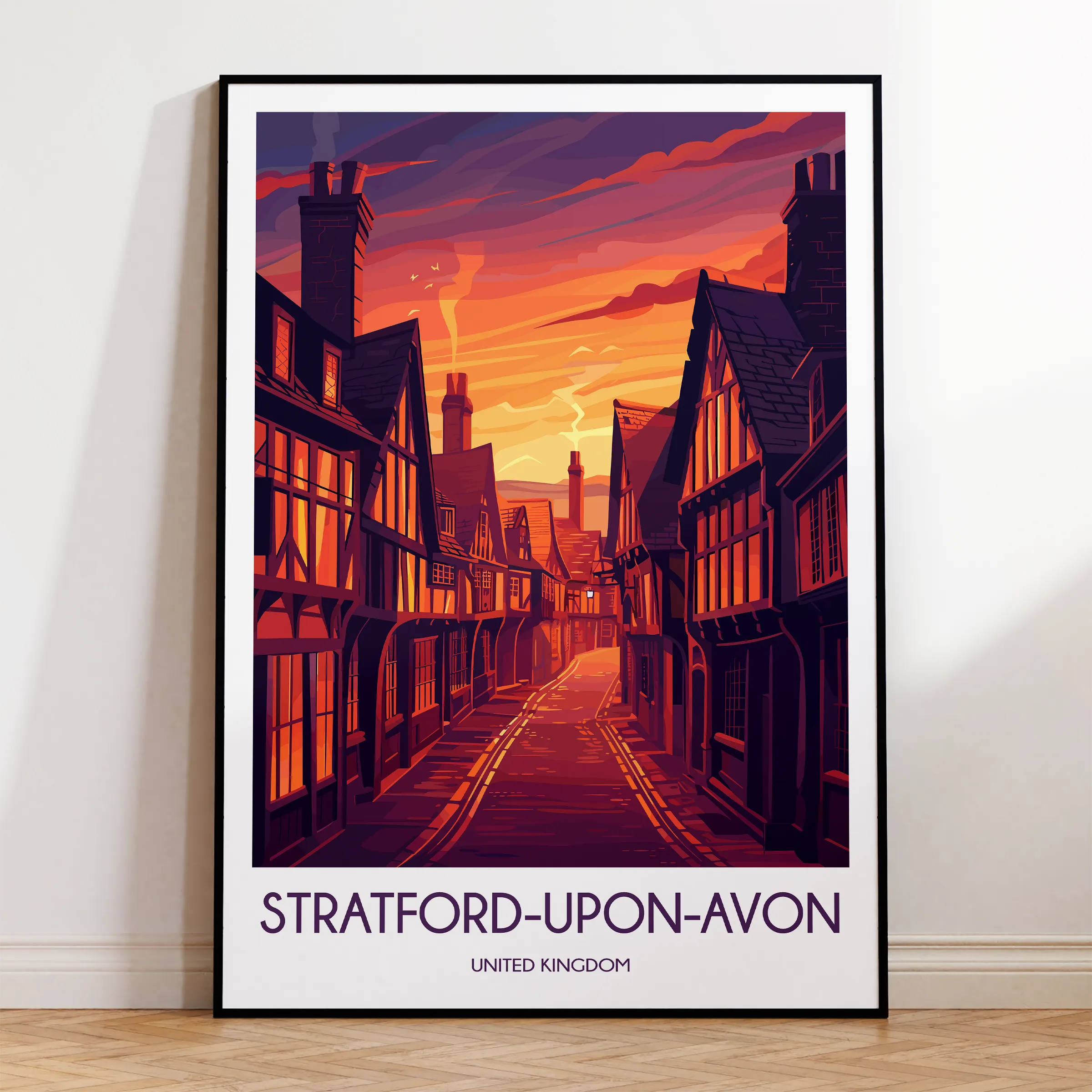 Stratford-Upon-Avon Retro Travel Illustration