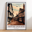 Stratford-Upon-Avon Retro Travel Illustration