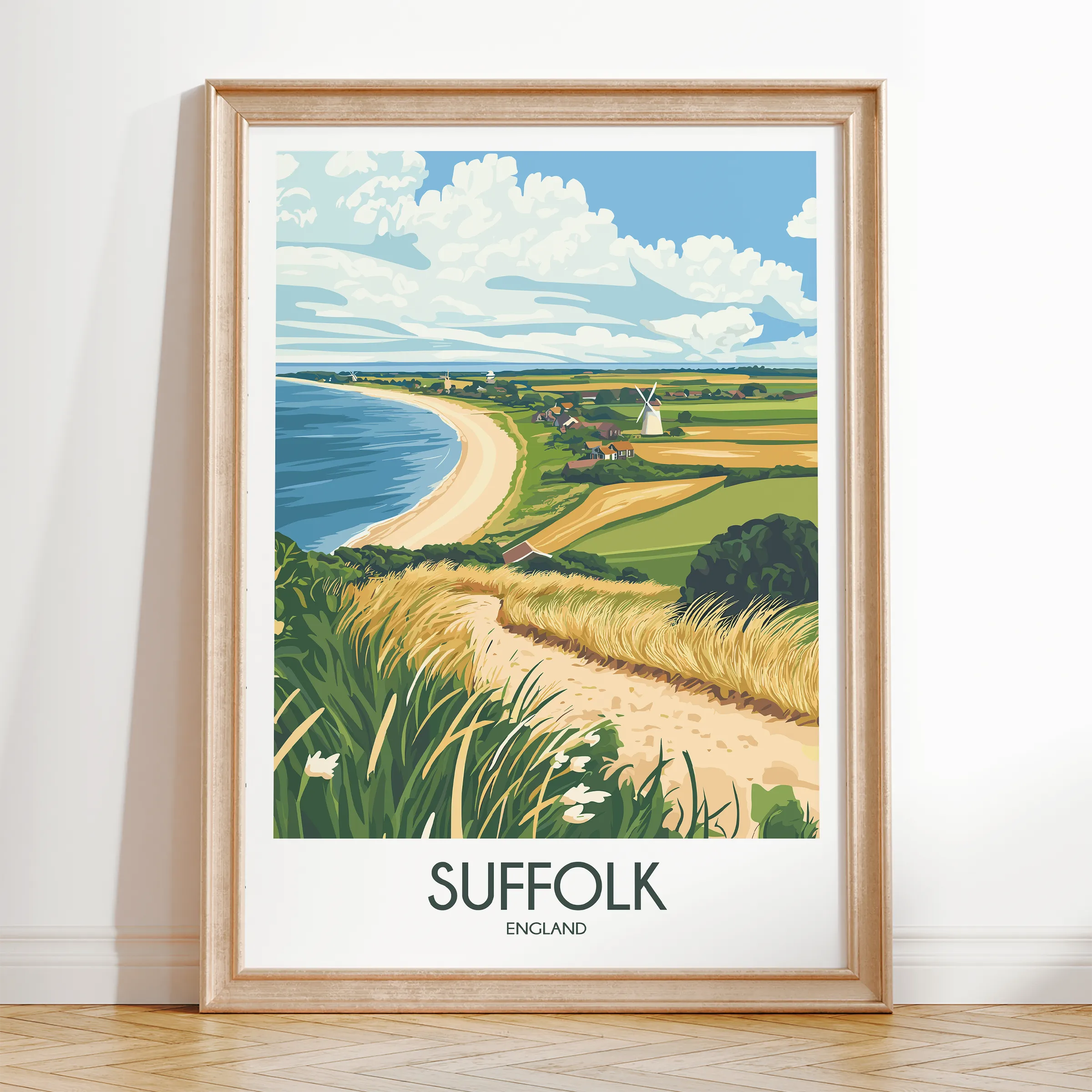 Suffolk Retro Travel Illustration