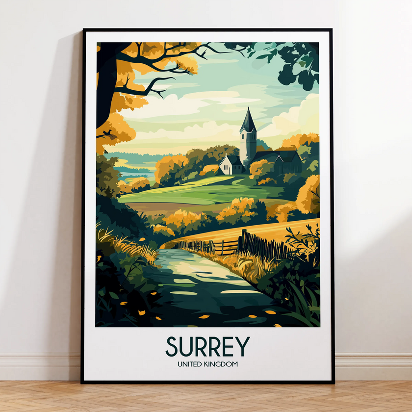 Surrey Retro Travel Illustration