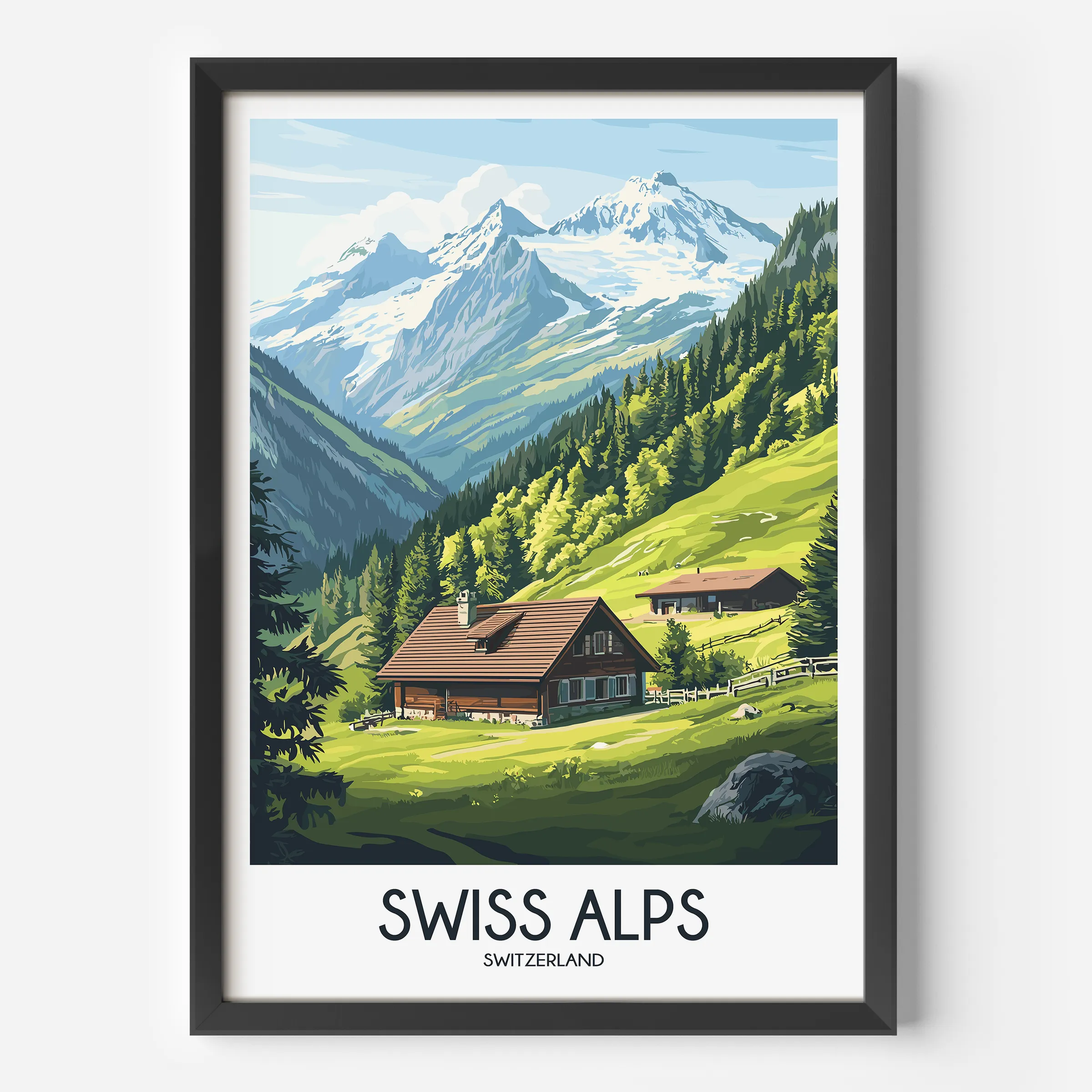 Swiss Alps Vintage Style Print