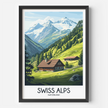Swiss Alps Vintage Style Print