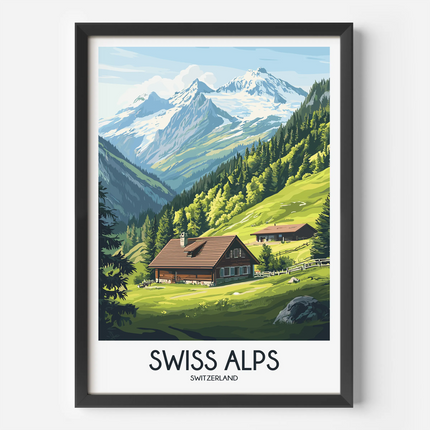 Swiss Alps Vintage Style Print
