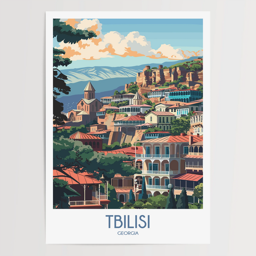 Tbilisi Retro Travel Illustration
