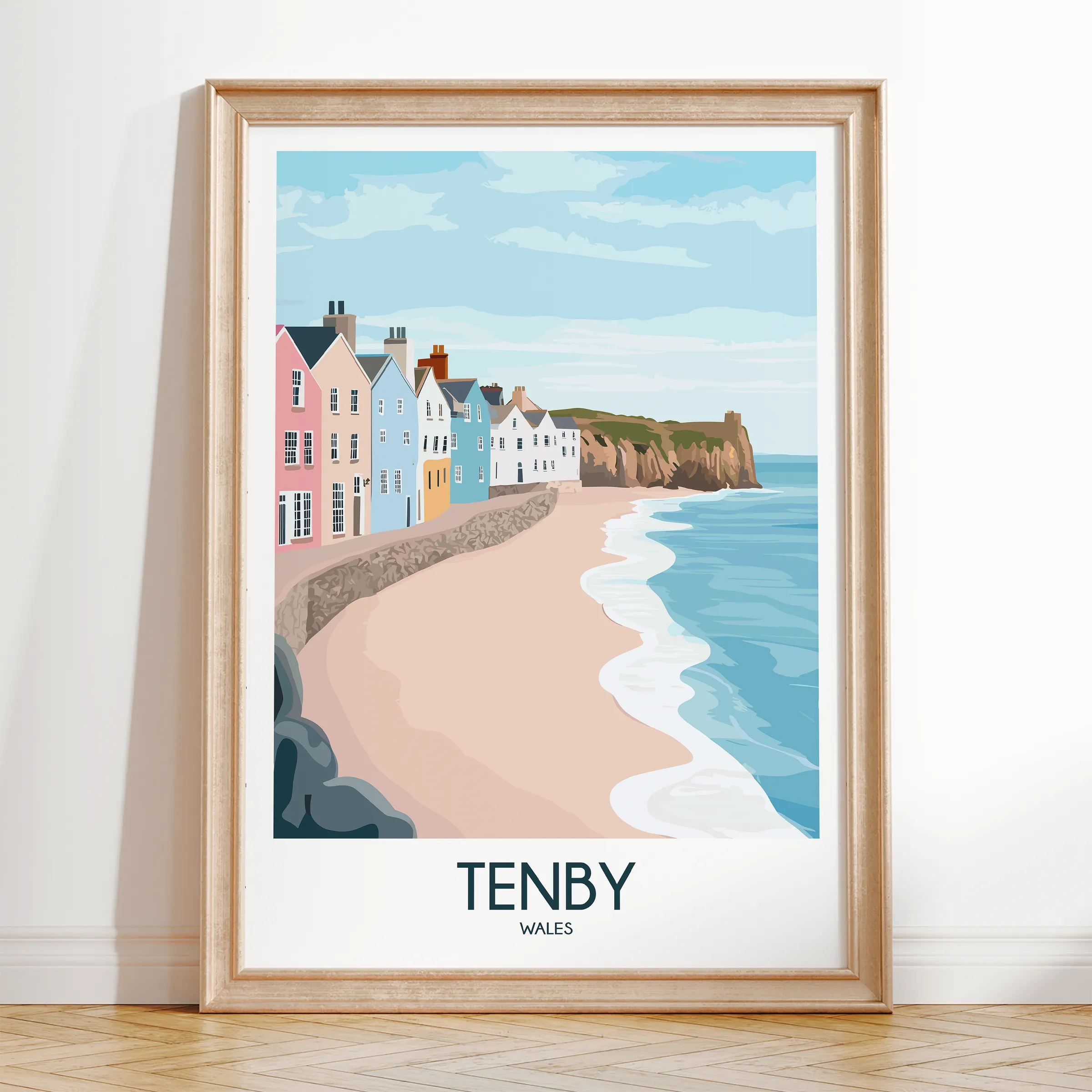 Tenby Retro Travel Illustration