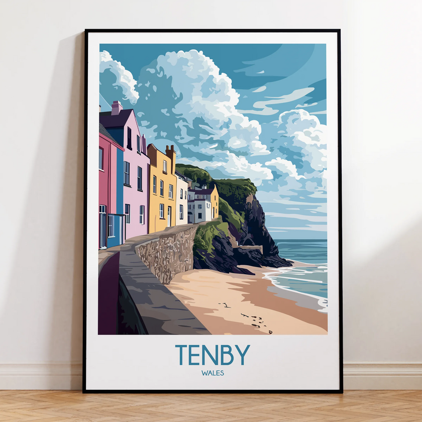 Tenby Retro Travel Illustration