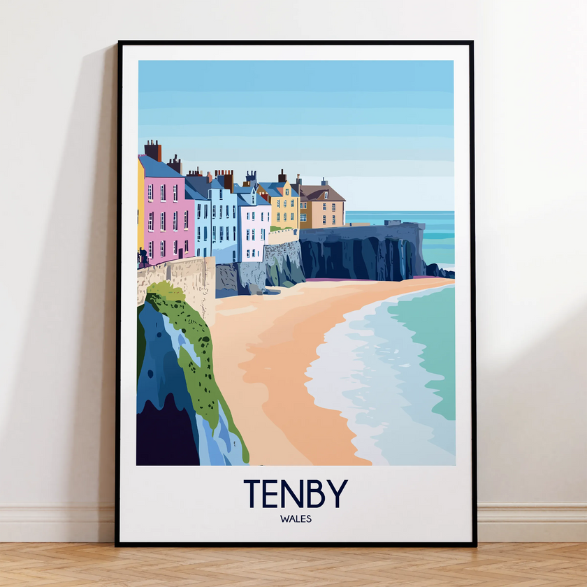 Tenby Retro Travel Illustration