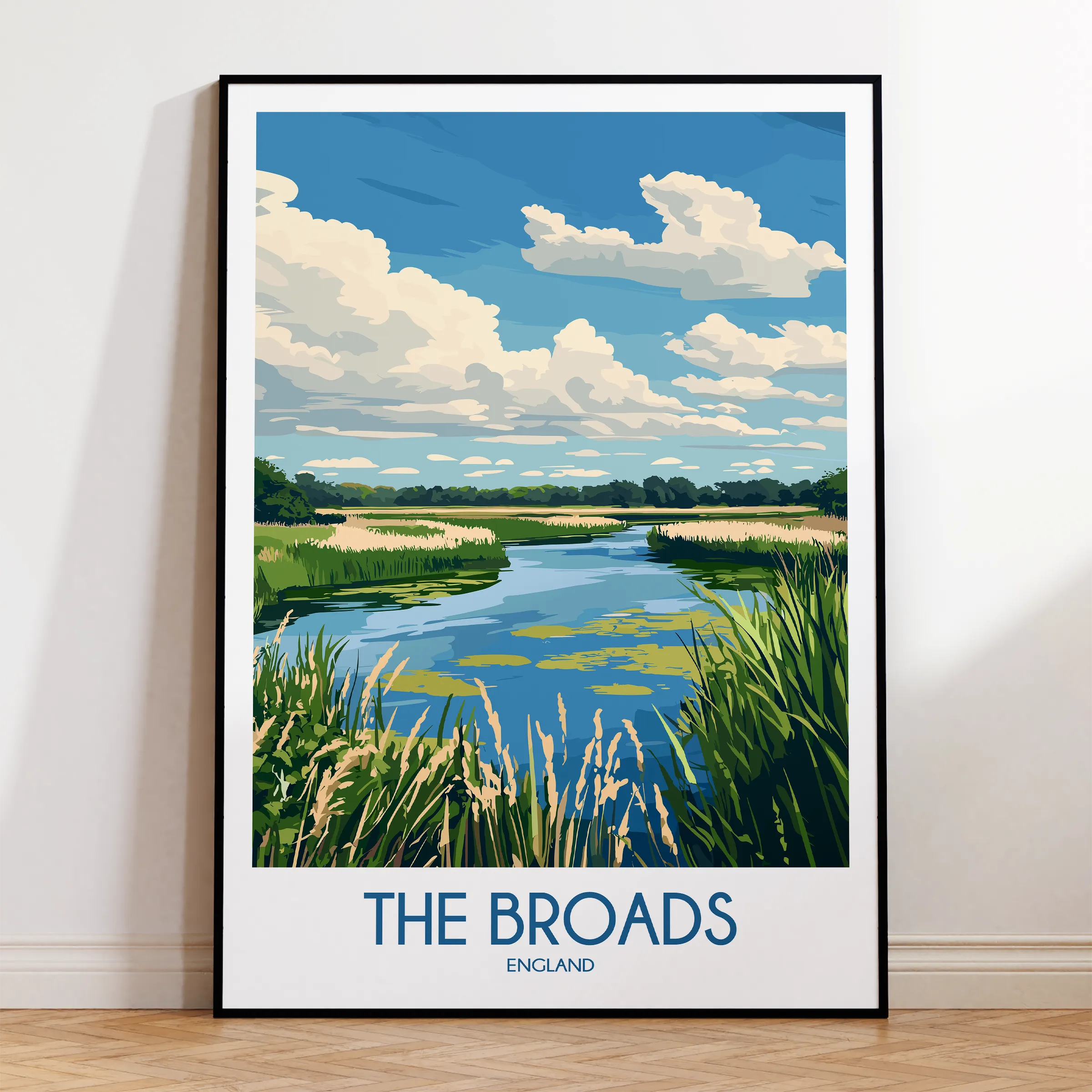The Broads Retro Travel Illustration