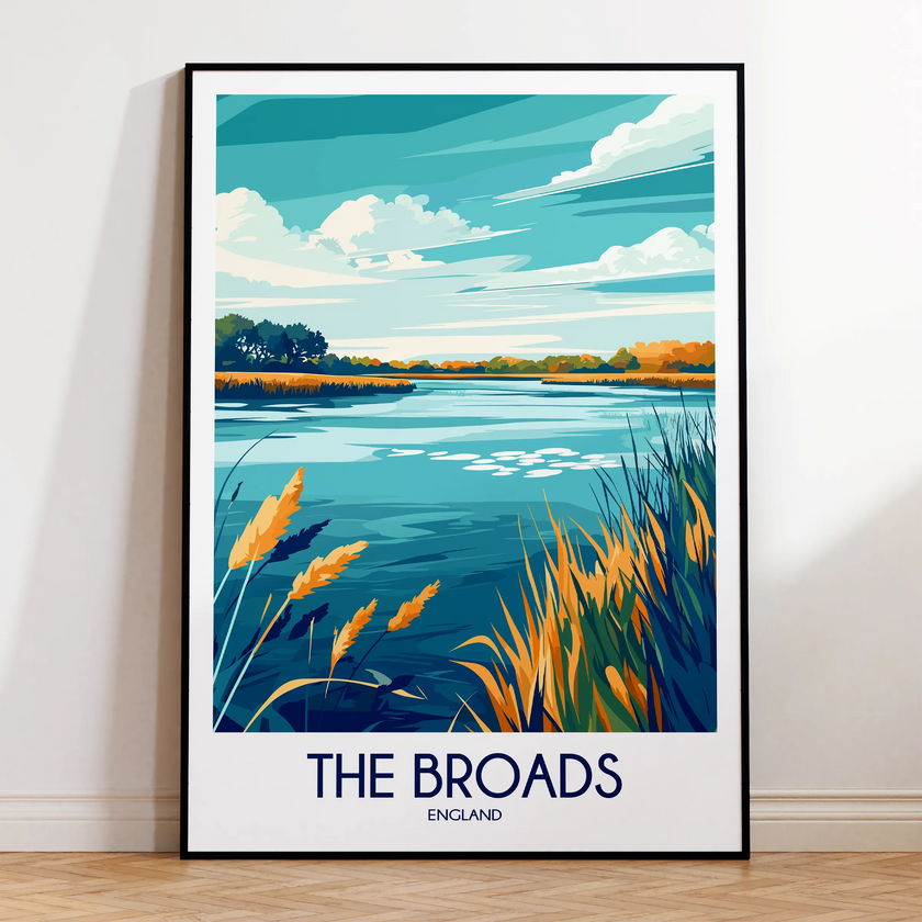 The Broads Retro Travel Illustration