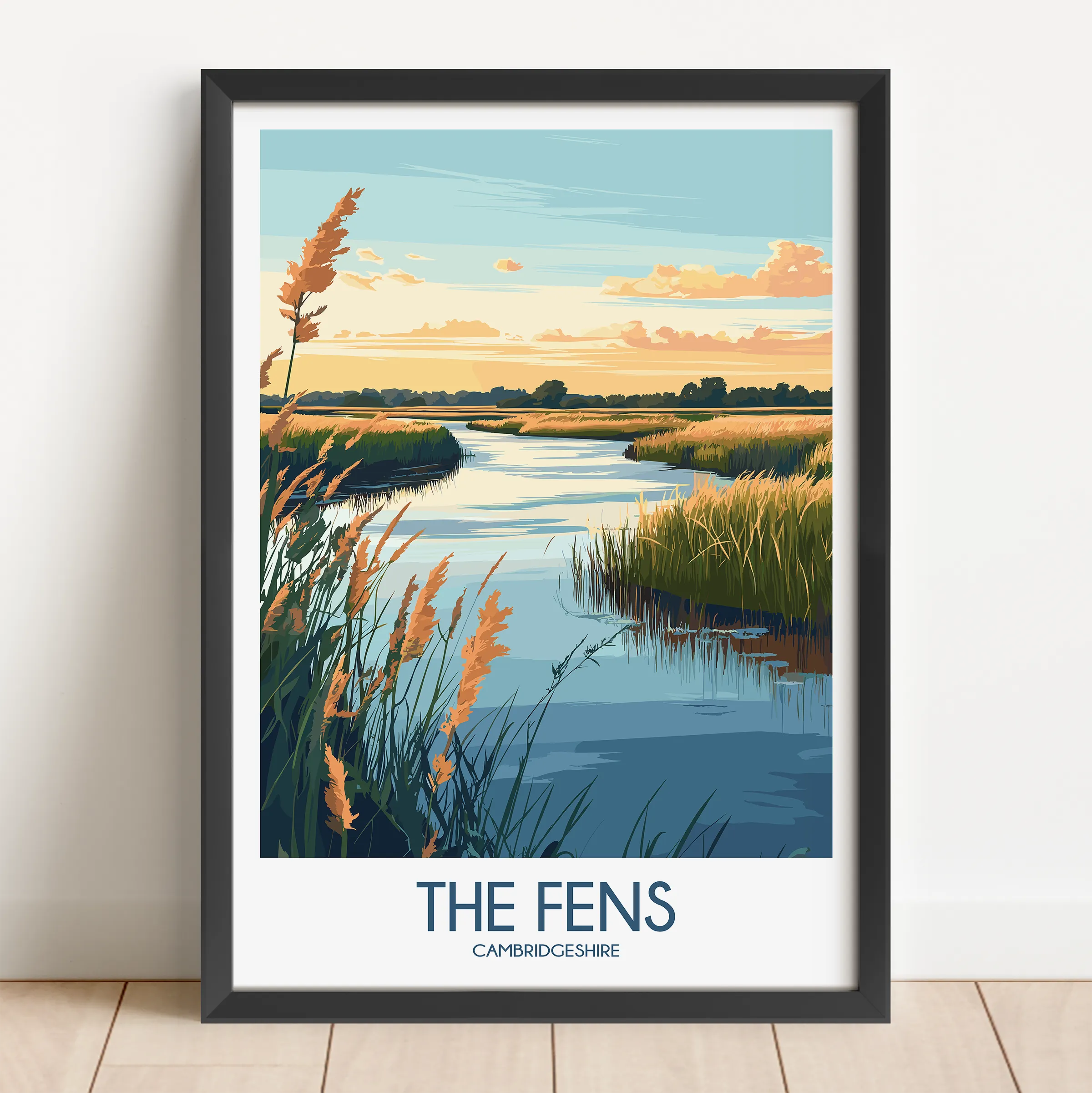 The Fens Retro Travel Illustration