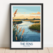 The Fens Retro Travel Illustration
