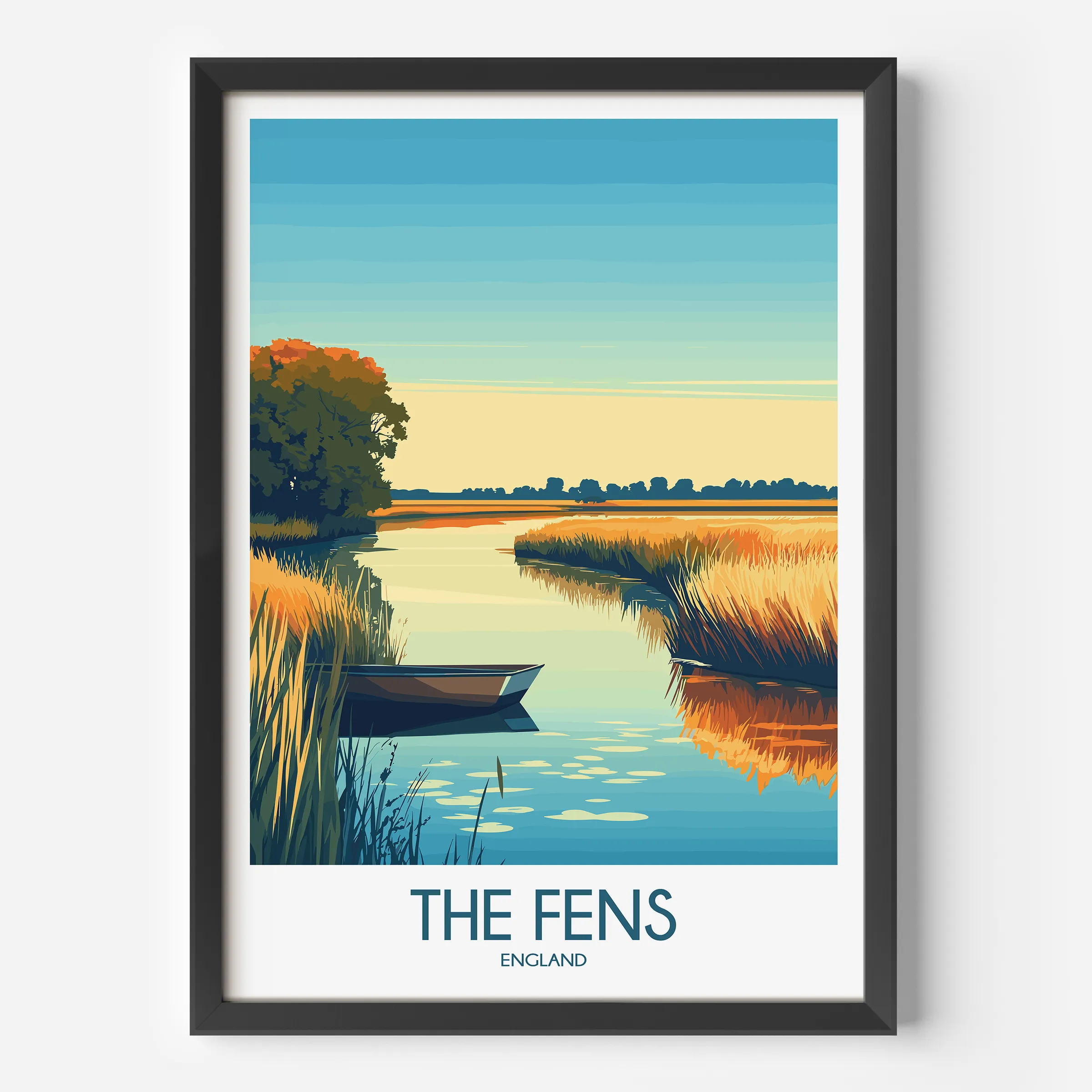 The Fens Retro Travel Illustration