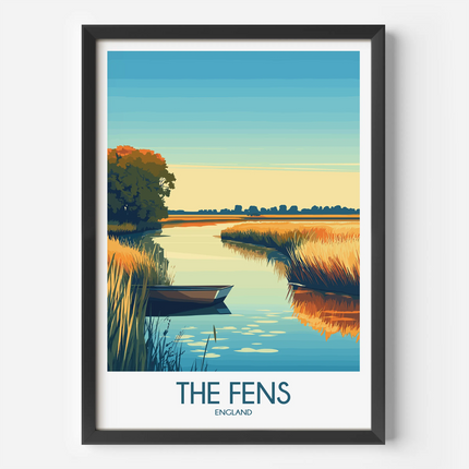 The Fens Retro Travel Illustration