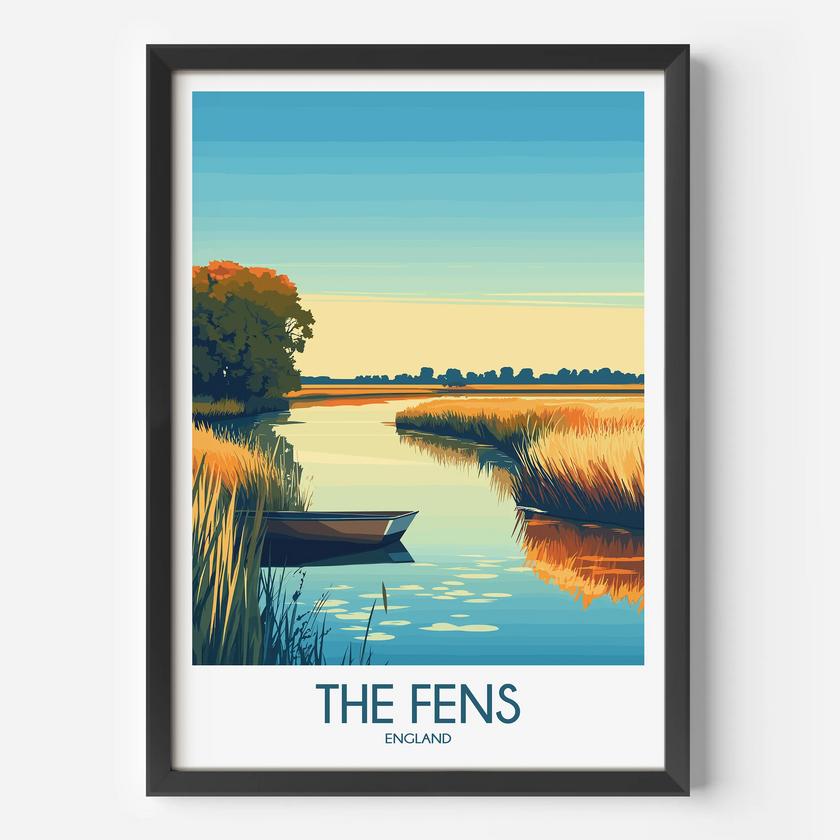 The Fens Retro Travel Illustration