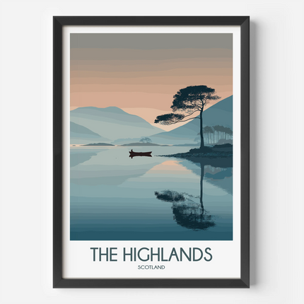 The Highlands Retro Travel Illustration