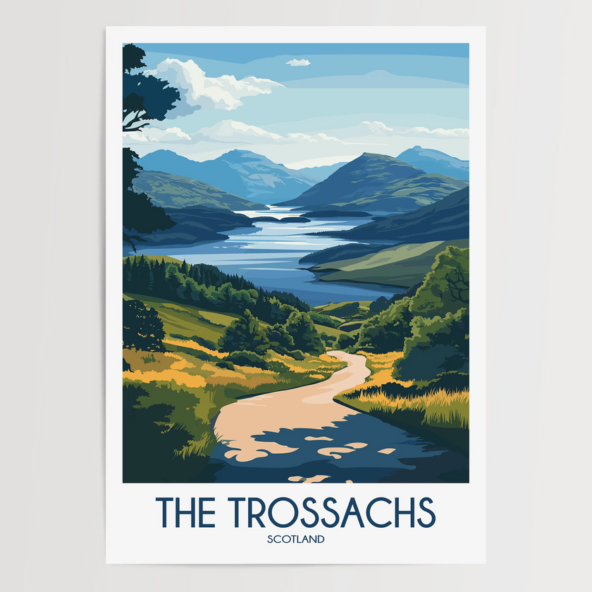 The Trossachs Retro Travel Illustration