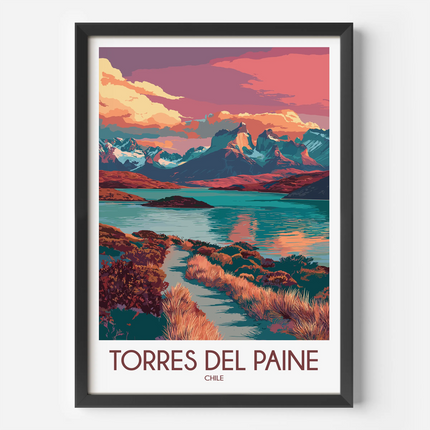 Torres Del Paine Scenic Landscape Art