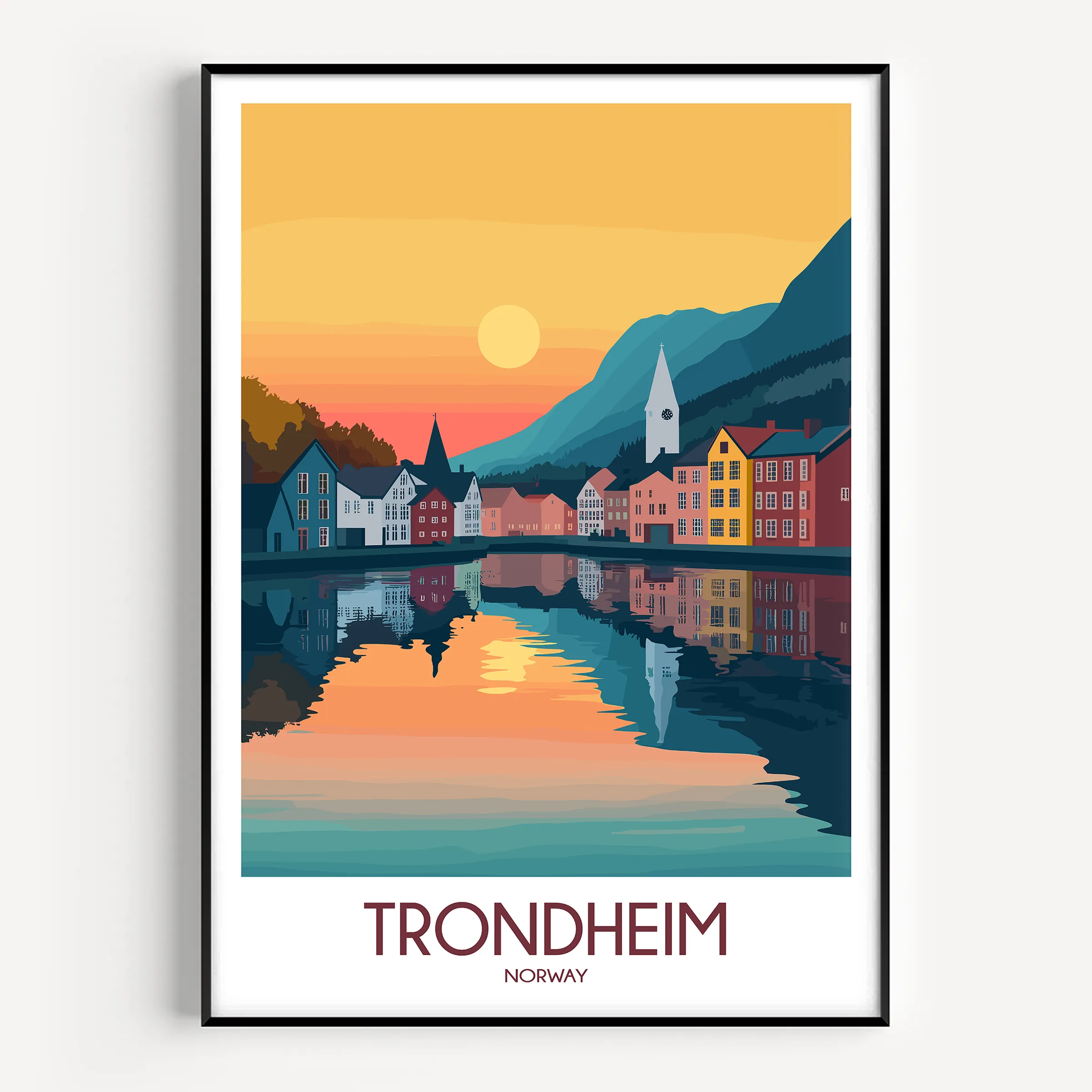Trondheim Vintage Style Print